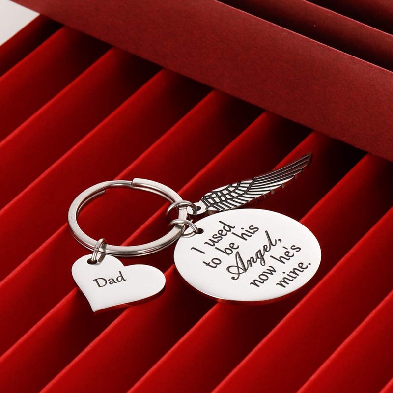 Vanlovemac Dad Memorial Gift Keychain for Loss of Father Daughter Son in Memory of Daddy Remembrance Jewelry Sympathy Gift I Used To Be His Angel Keyring - Image 3
